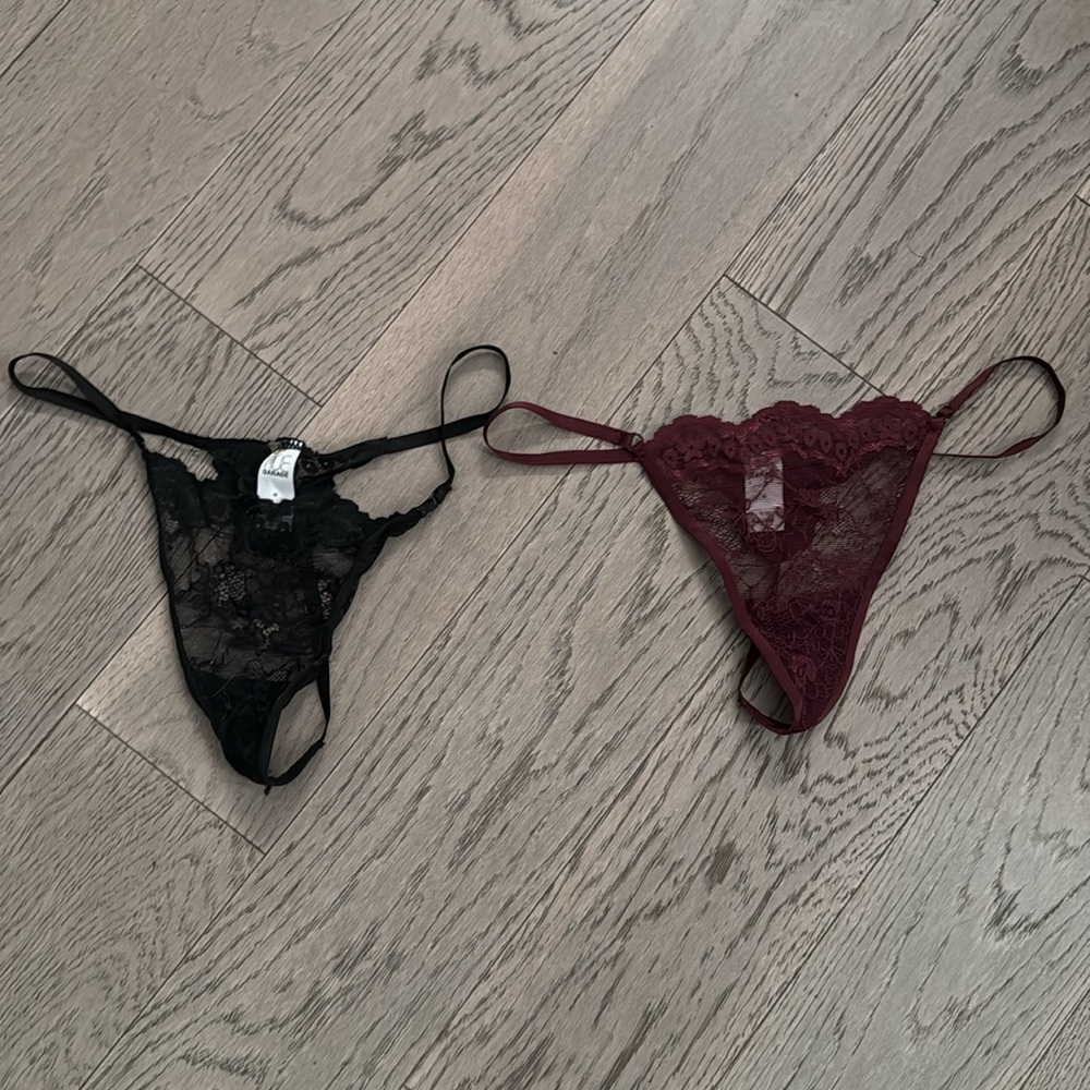 Brand new no tags lace Garage size M purple & black thong